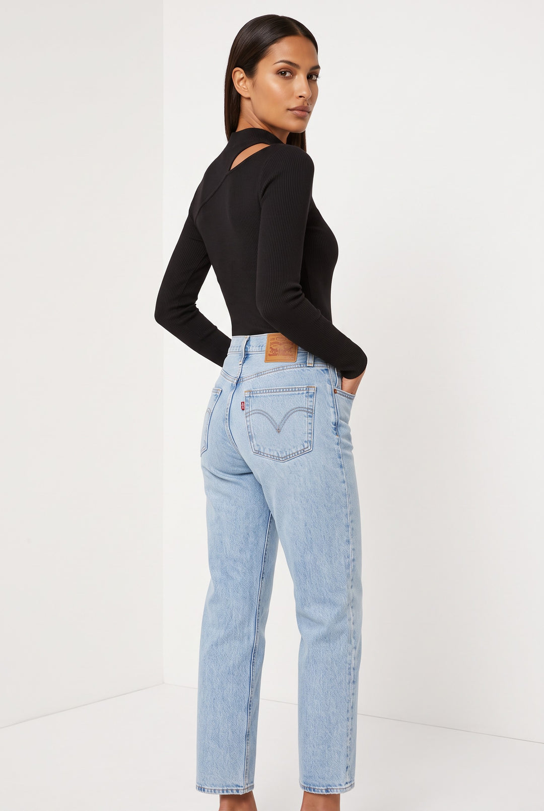 Mock-Neck Cutout Top — Uma