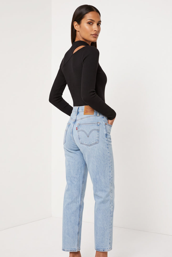 Mock-Neck Cutout Top — Uma