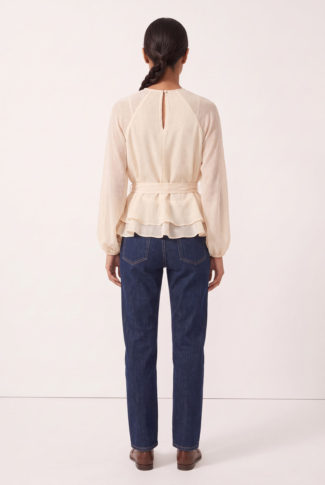 Semi-Sheer Embossed Blouse — Petra