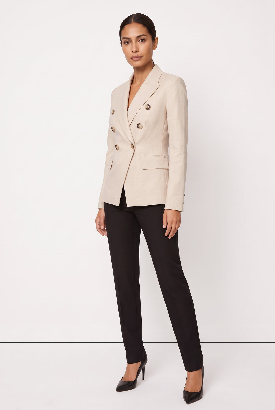 Double-Breasted Linen Blazer — Pandora