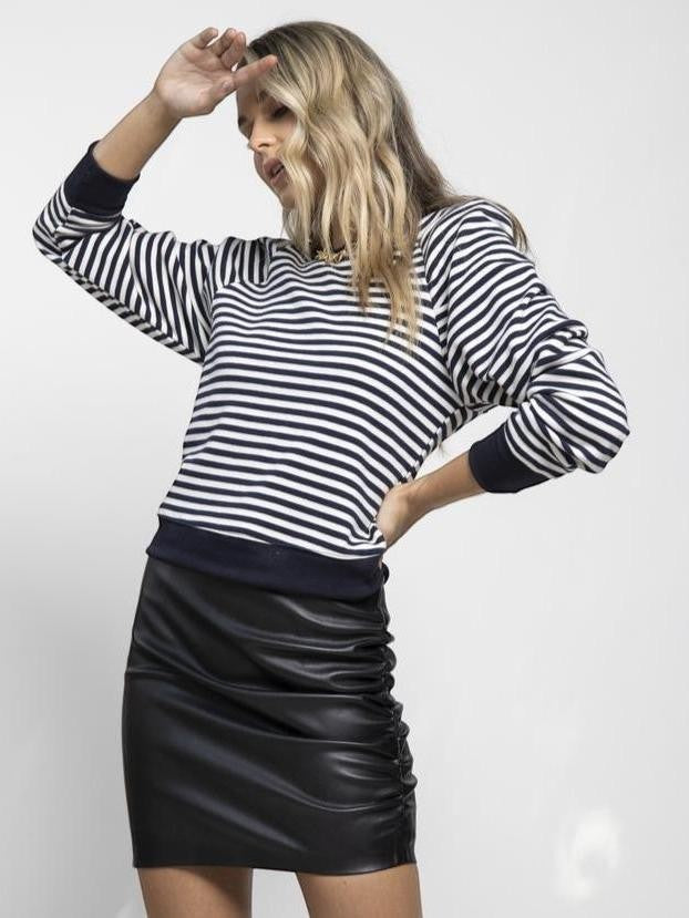 puff-sleeve knit top for women