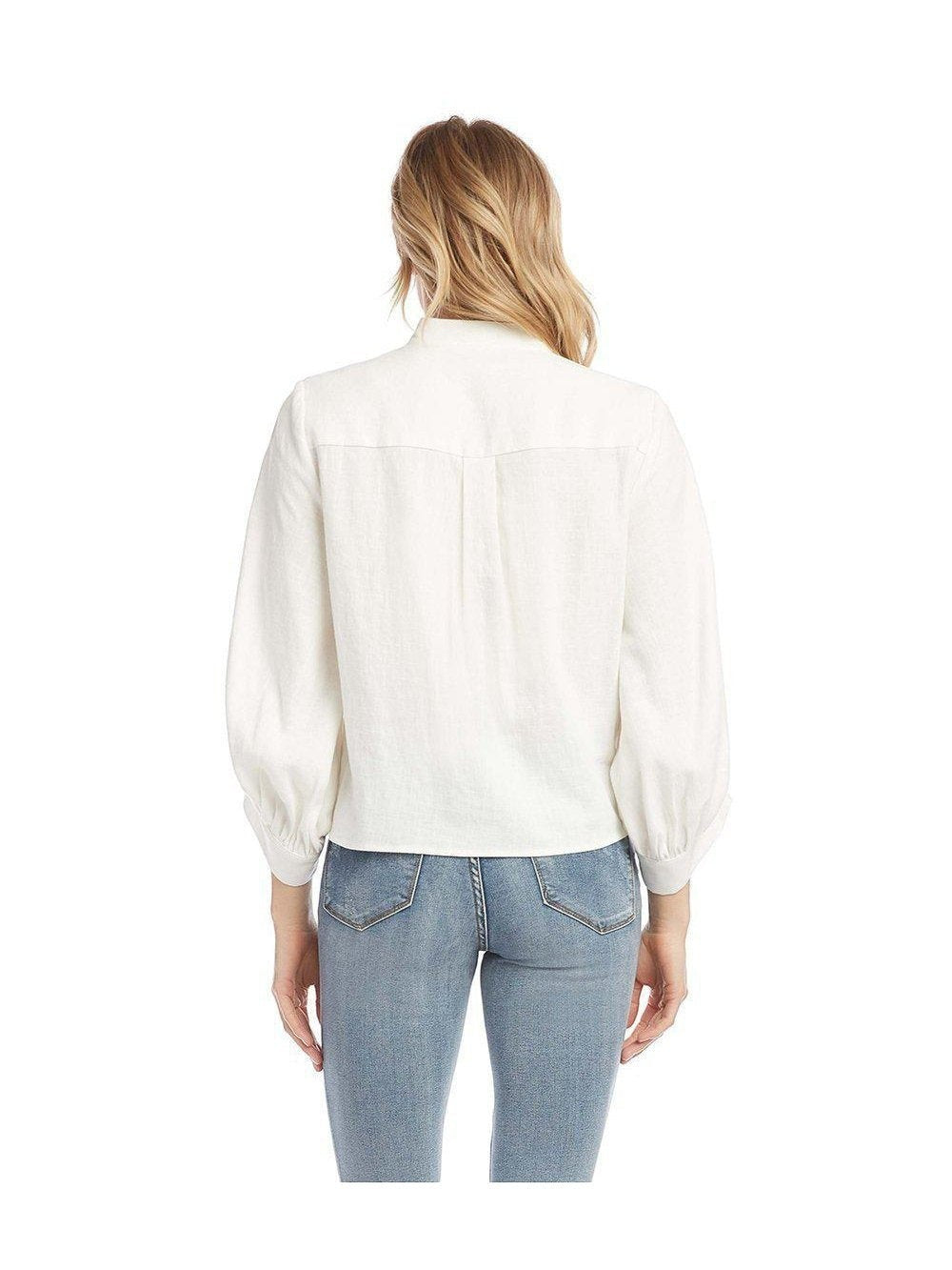 cream tie-front top for women