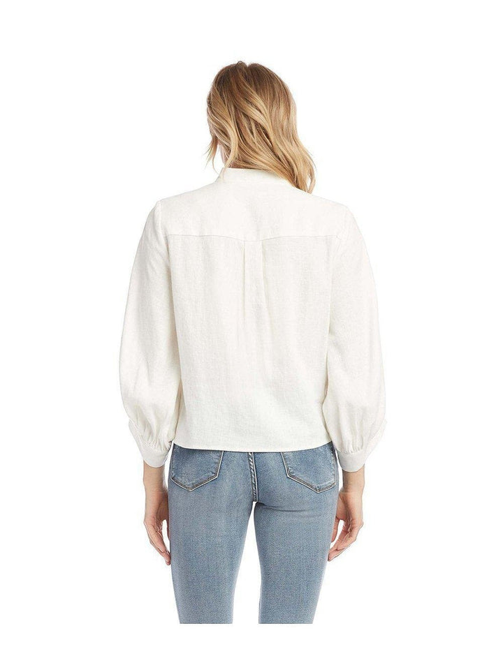 cream tie-front top for women