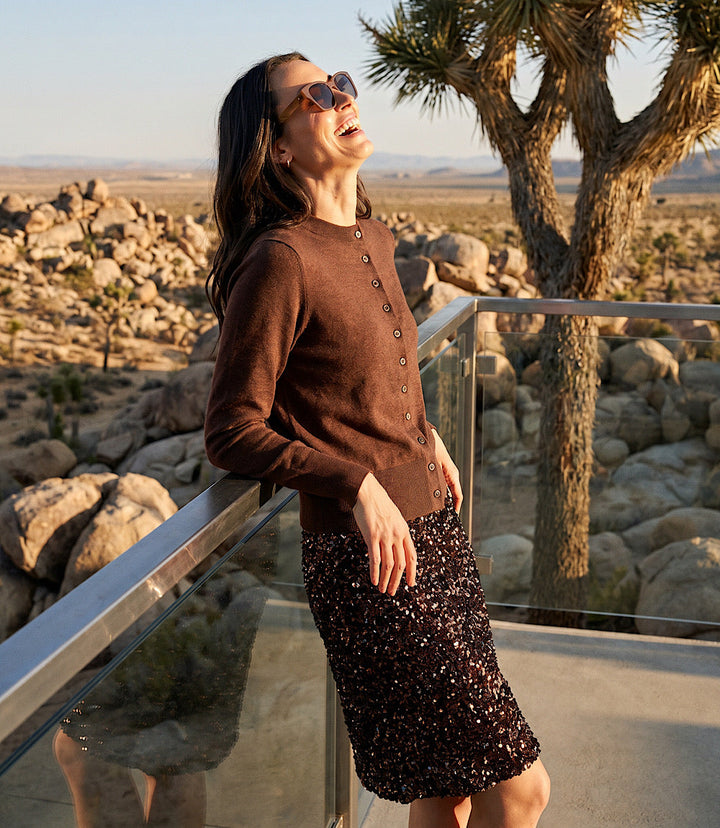 Velvet Sequin Pencil Skirt