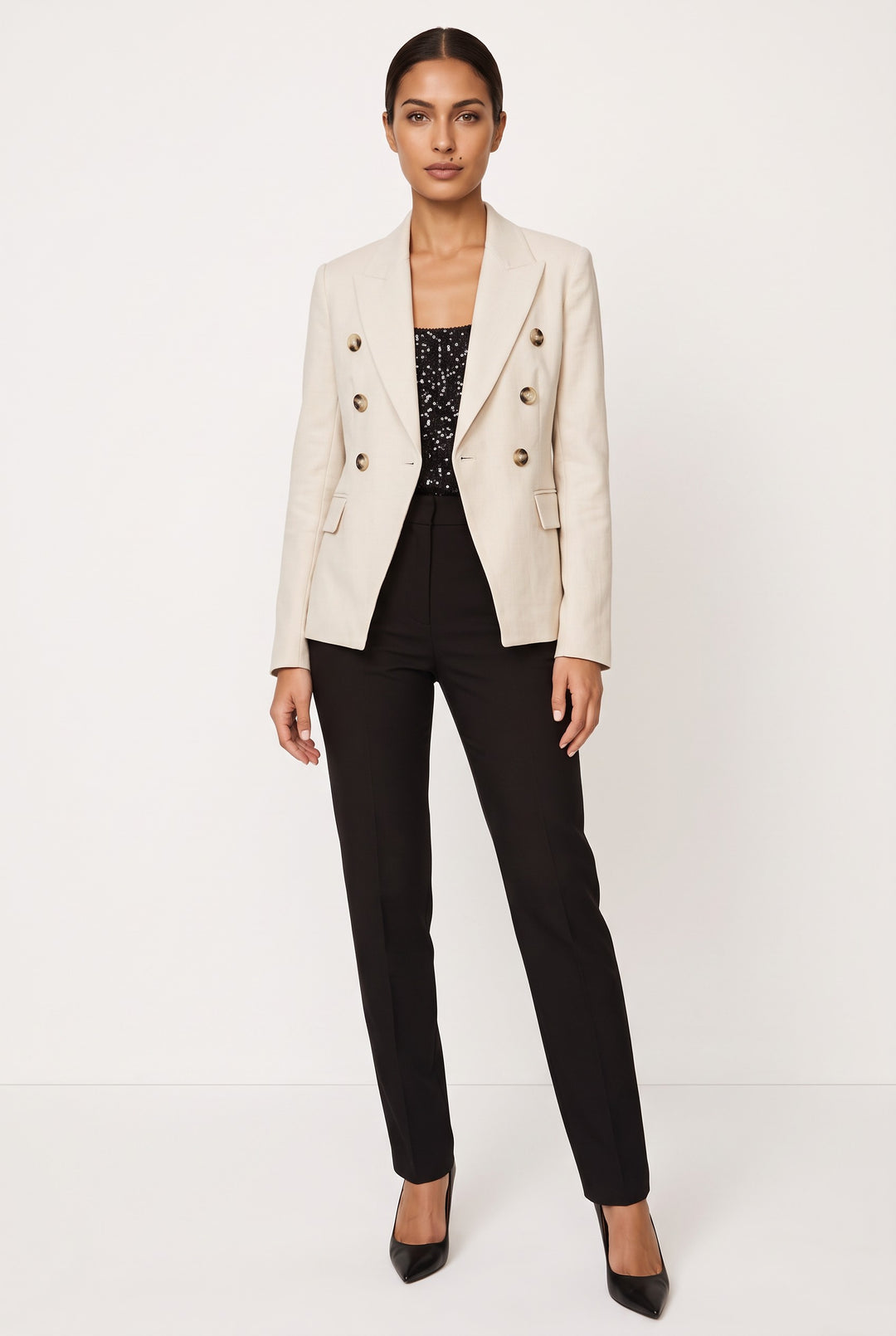 Double-Breasted Linen Blazer — Pandora