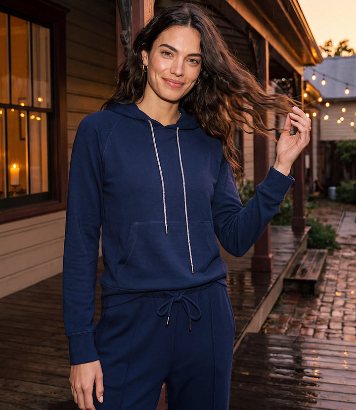 Rhinestone Drawstring Hoodie Sweatshirt