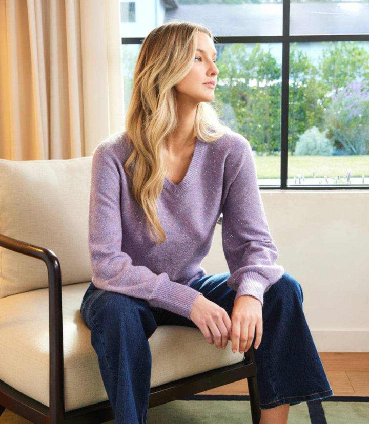 Sequin V-Neck Sweater