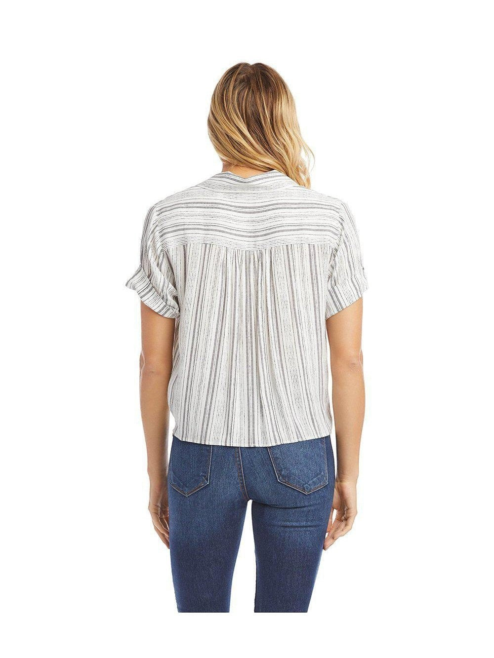stripe tie-front top for women