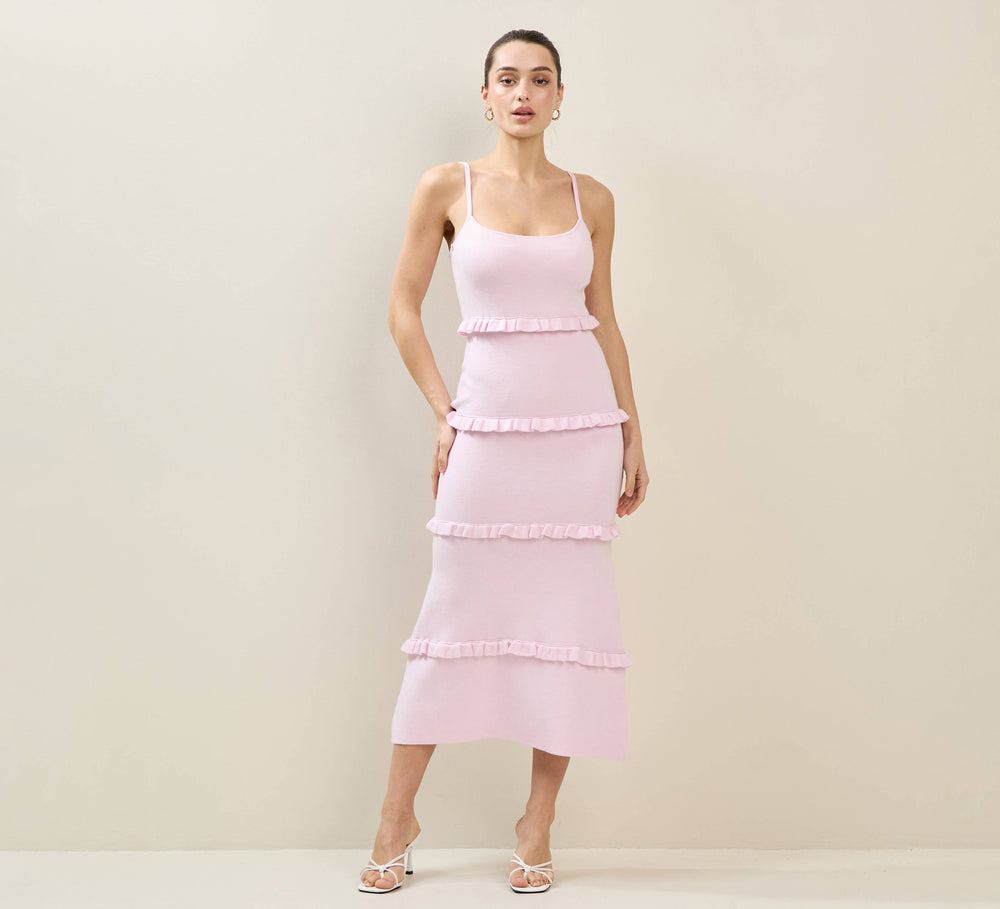 blush tiered maxi dress for women