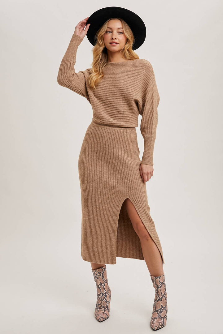 CAL JUNE The Riviera Knit Midi Dress in Latte