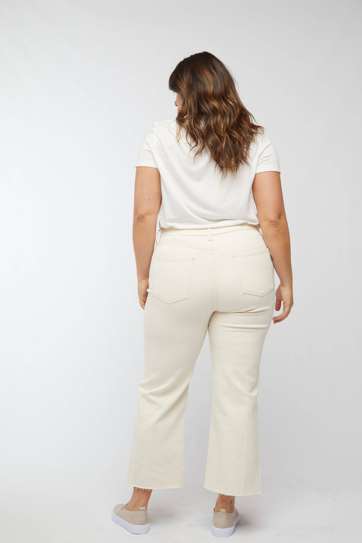 ecru cropped high-rise jean for women