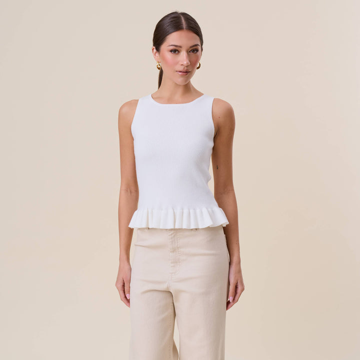 Ruffle Rib-Knit Top — Perpetua