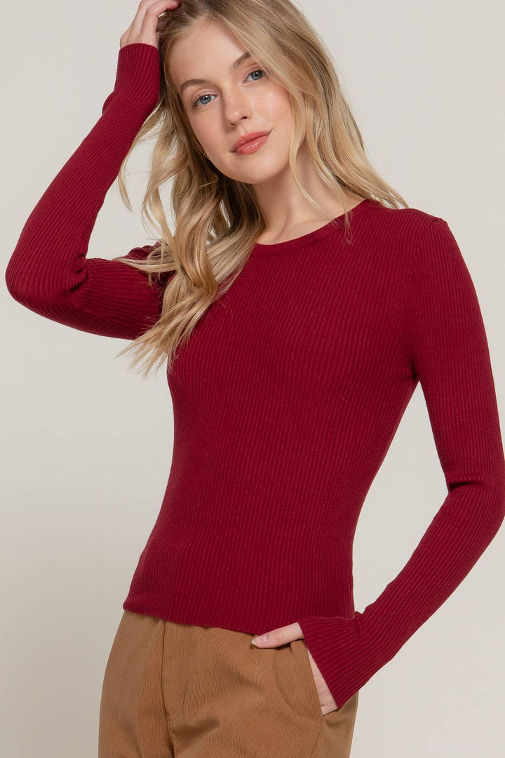 Ribbed Crewneck Sweater — Clementine