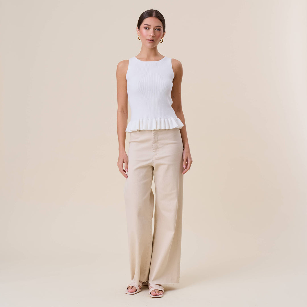 Ruffle Rib-Knit Top — Perpetua