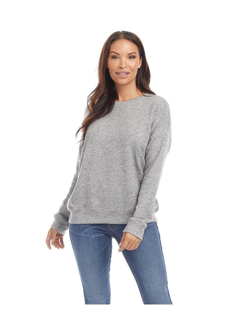 CAL JUNE The Tessie Knit Sweater Top in heather grey. A refined, versatile knit top designed for modern wardrobes.
