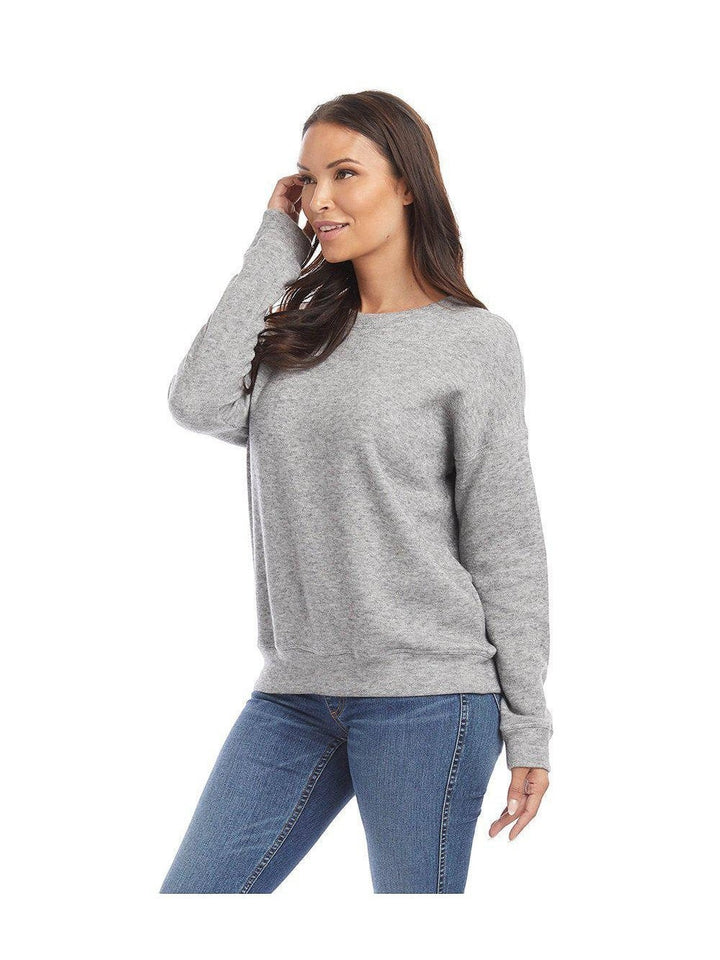 CAL JUNE The Tessie Knit Sweater Top in heather grey, a versatile and refined knit top.