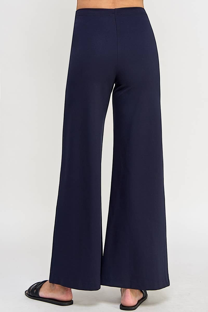 CAL JUNE navy blue ponte wide-leg pants with a tailored silhouette and a flattering flare.