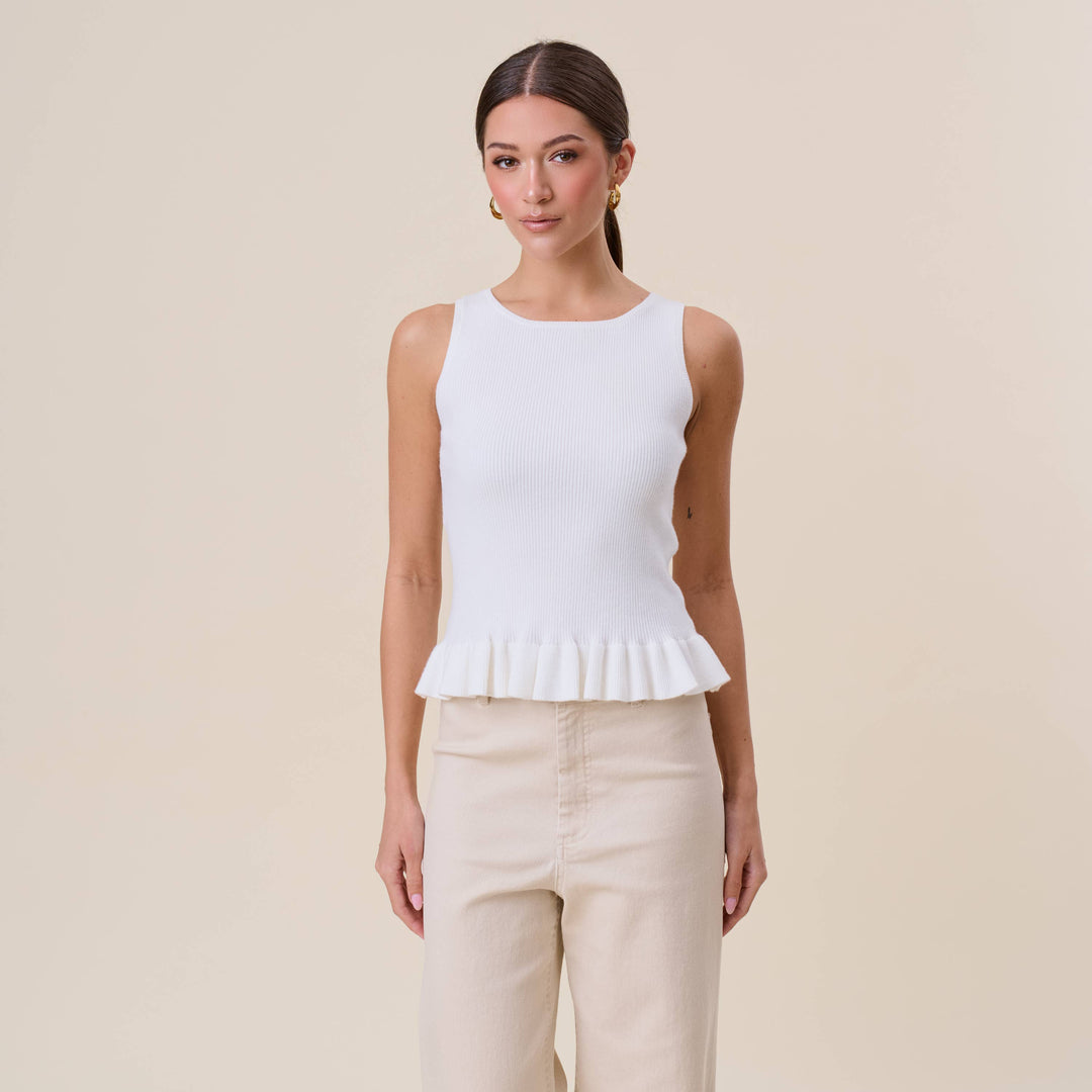 Ruffle Rib-Knit Top — Perpetua