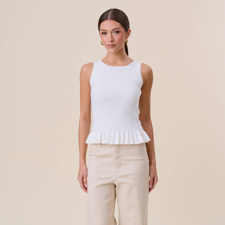Ruffle Rib-Knit Top — Perpetua