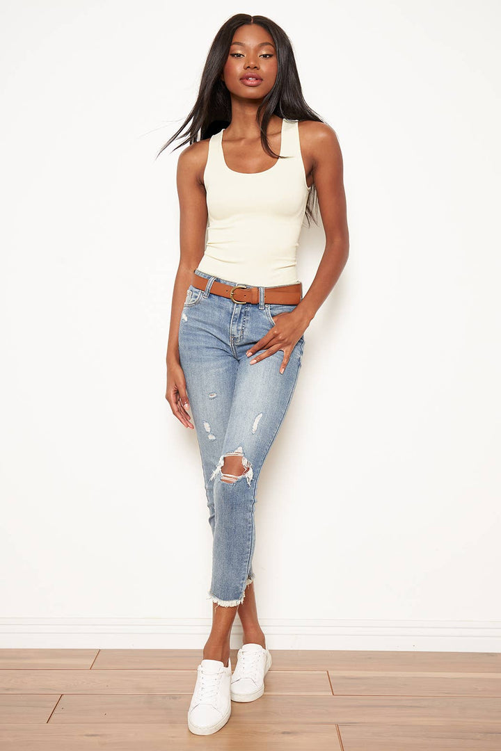 white seamless tank top for women