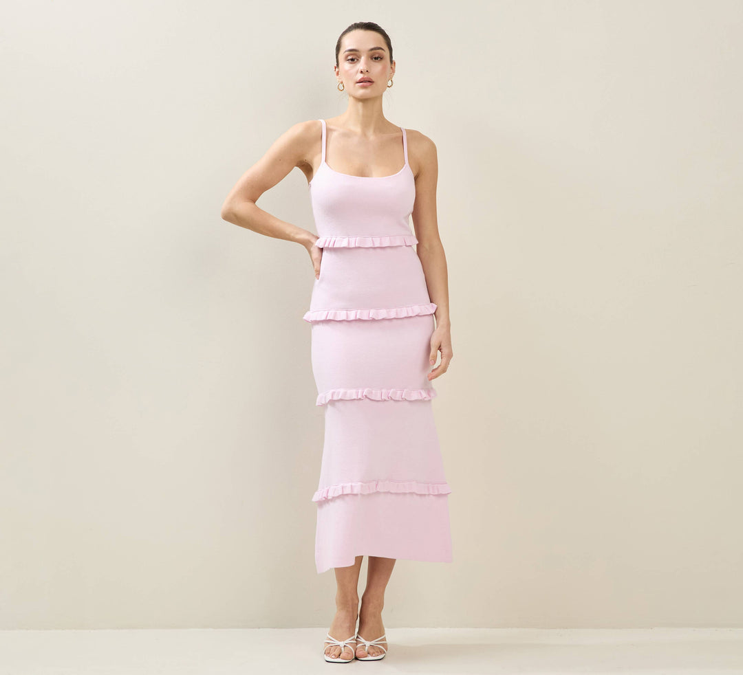 blush tiered maxi dress for women