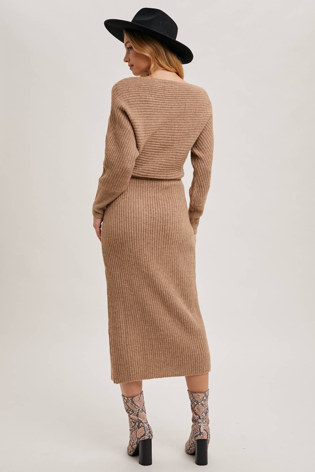 CAL JUNE The Riviera Knit Midi Dress in Latte
