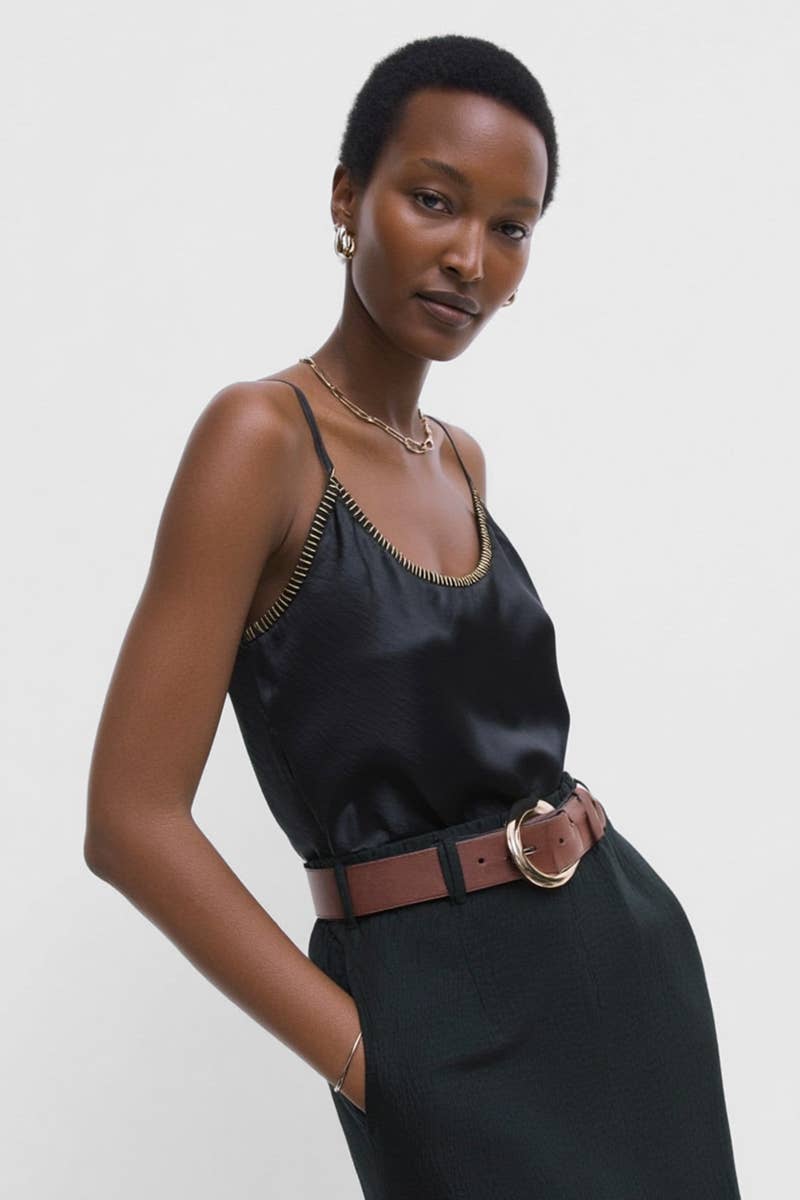 Whipstitch Satin Camisole — Yesenia