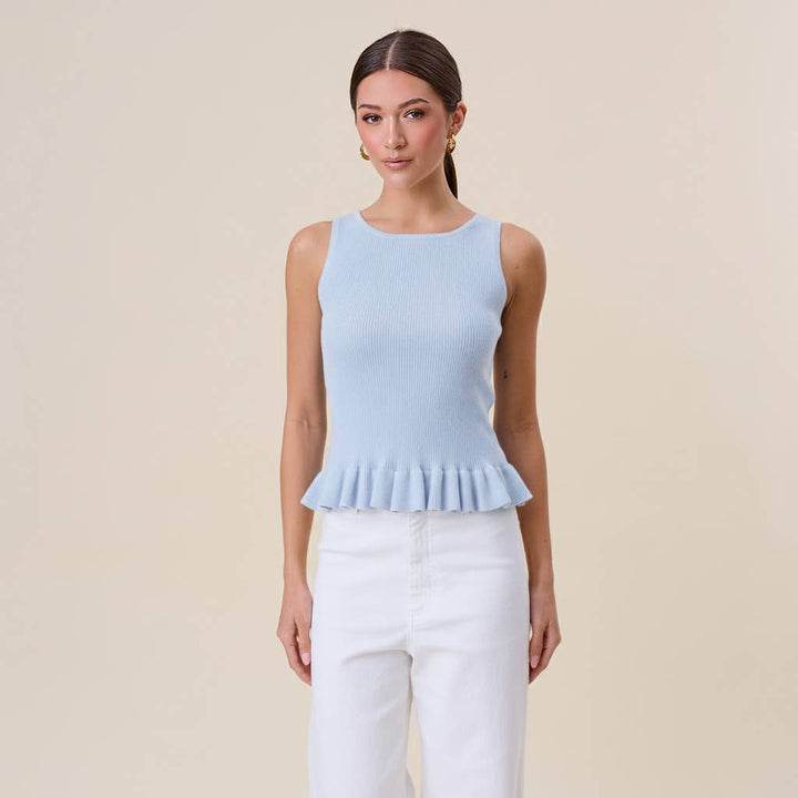 Ruffle Rib-Knit Top — Perpetua