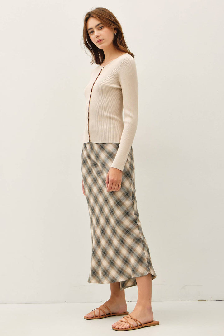 Ribbed Button-Up Cardigan — Seraphina