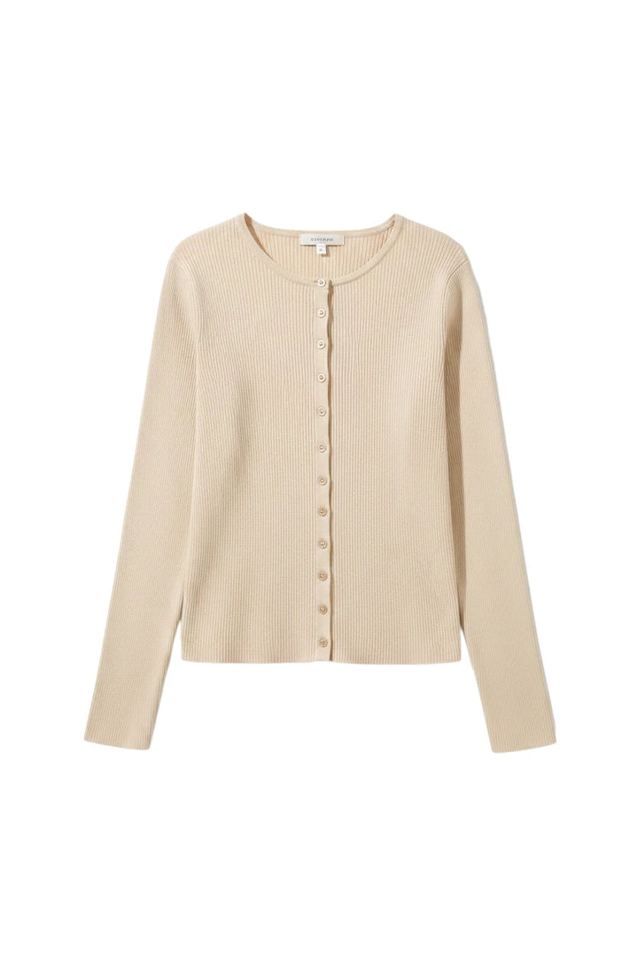 Ribbed Button-Up Cardigan — Seraphina