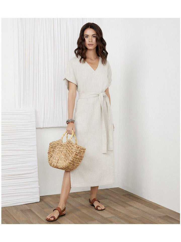 linen midi dress for women