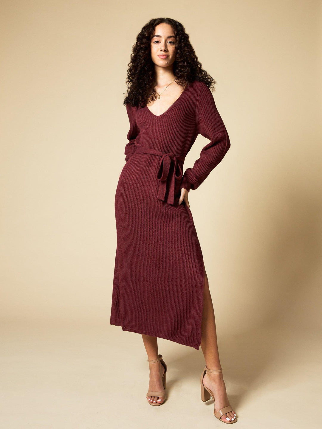 knit midi dress for women