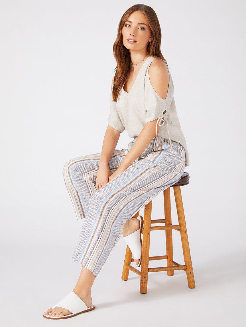 linen cropped wide-leg pant for women