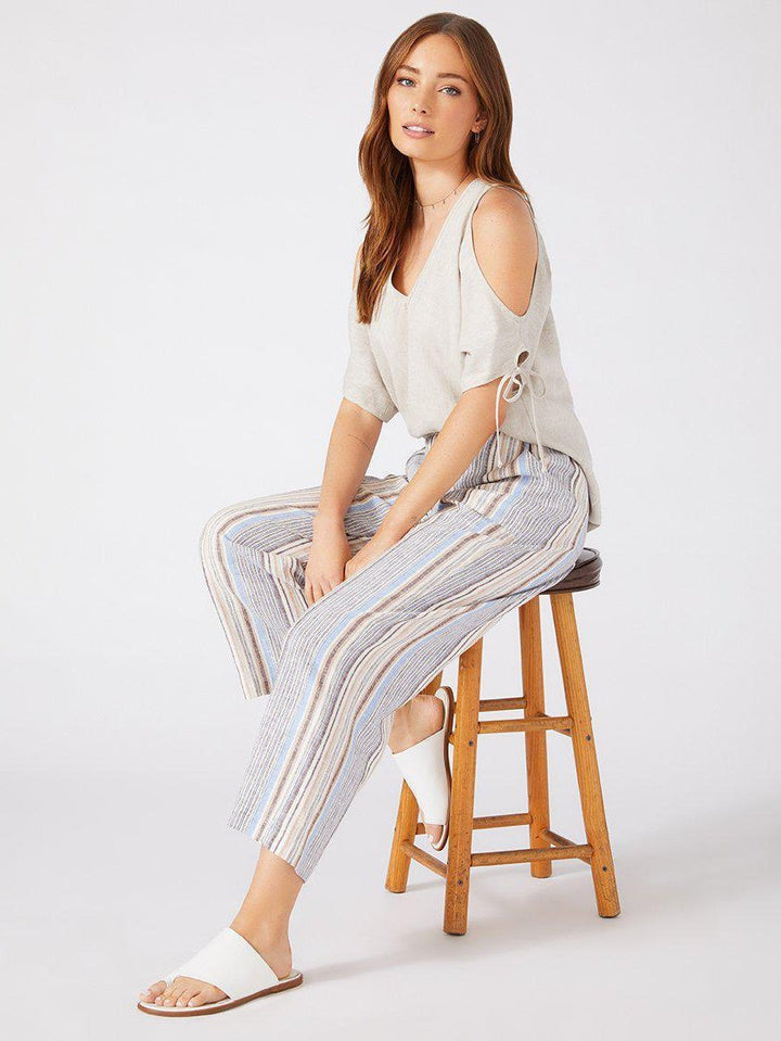 linen cropped wide-leg pant for women