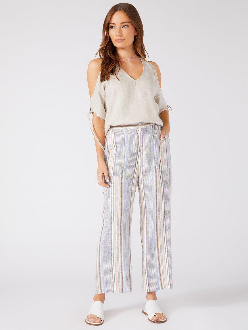 linen cropped wide-leg pant for women