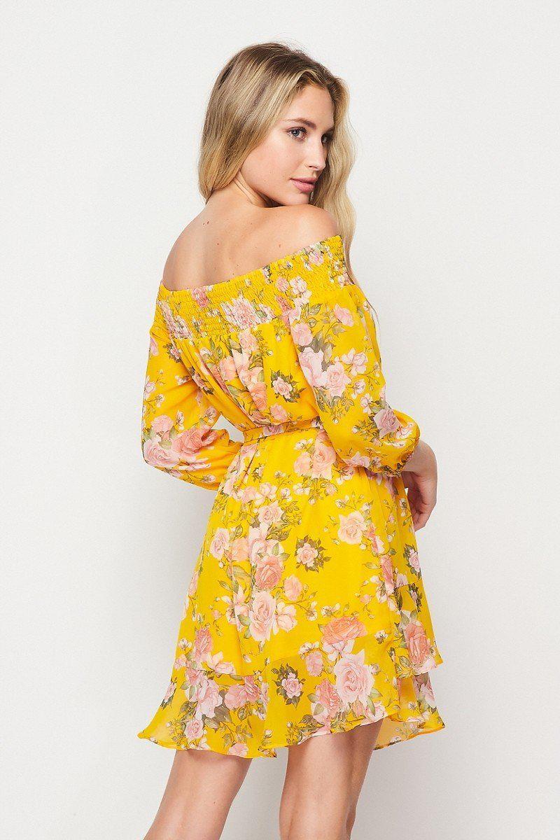 off-shoulder floral mini dress for women