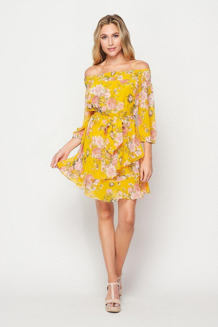 off-shoulder floral mini dress for women