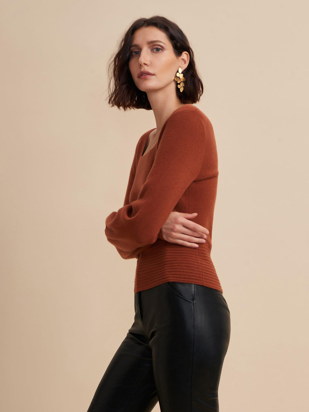 square-neck knit top for women