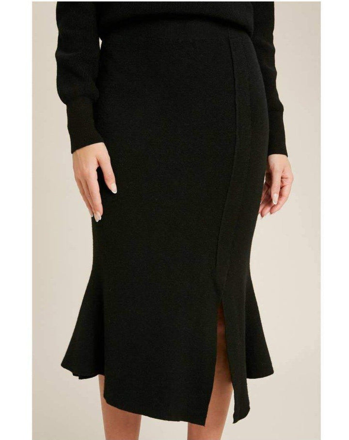 black knit midi dress for women