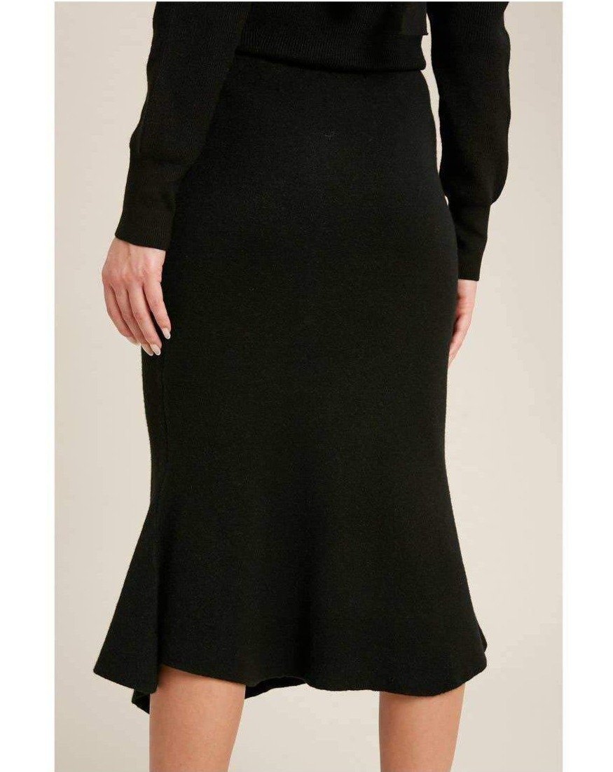 black knit midi dress for women