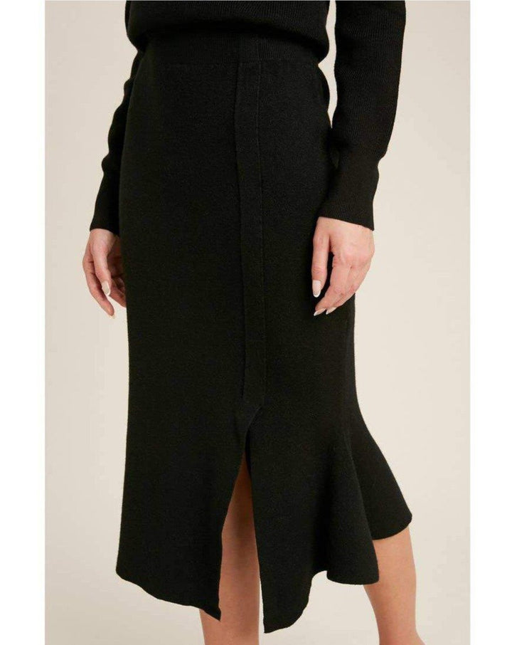 black knit midi dress for women