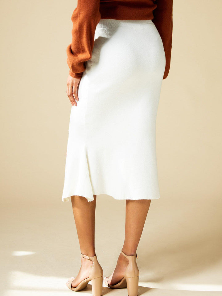 cream knit midi dress for women
