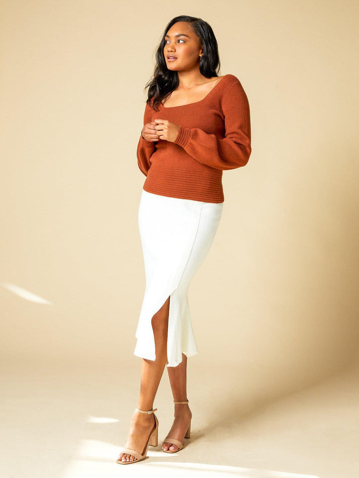 cream knit midi dress for women