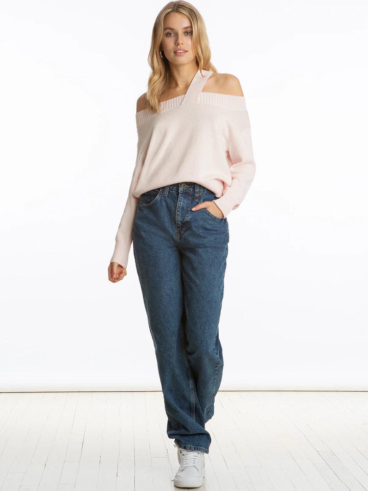 CAL JUNE The Tessie Off-Shoulder Knit Top in Black