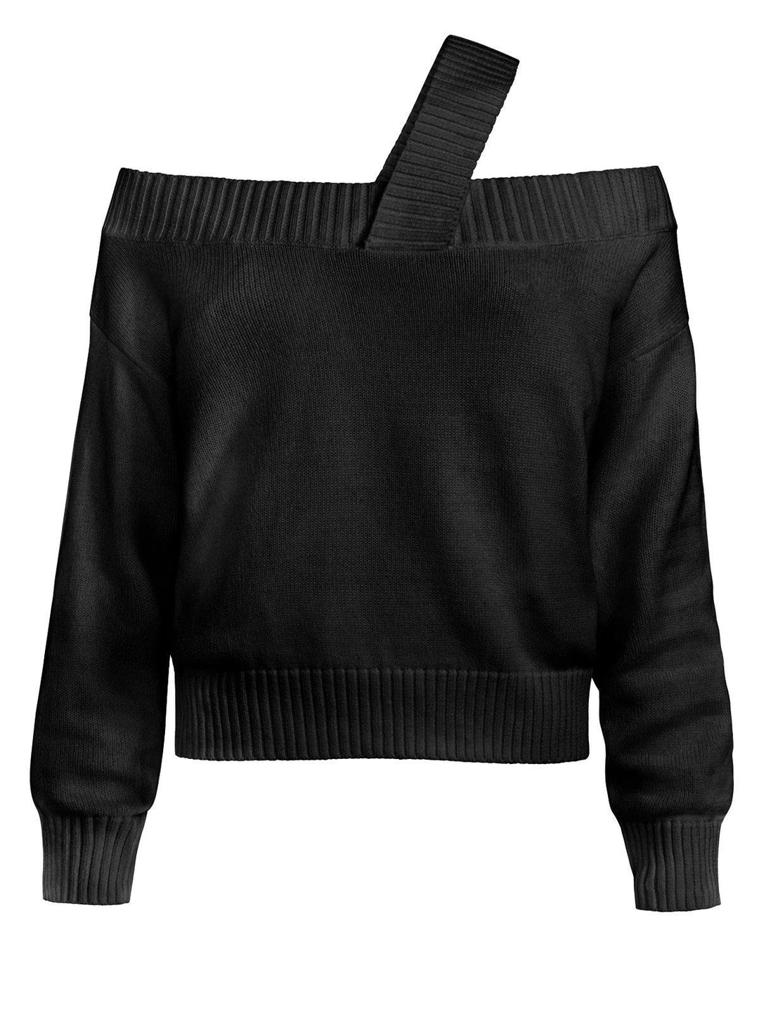 CAL JUNE The Tessie Off-Shoulder Knit Top in Black