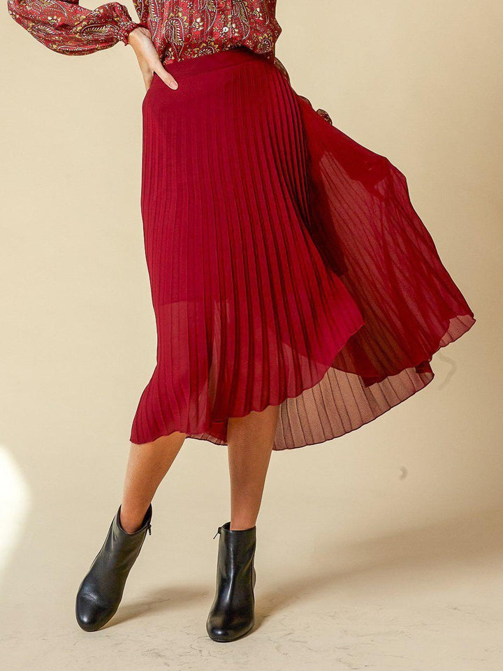 pleated midi dress for women